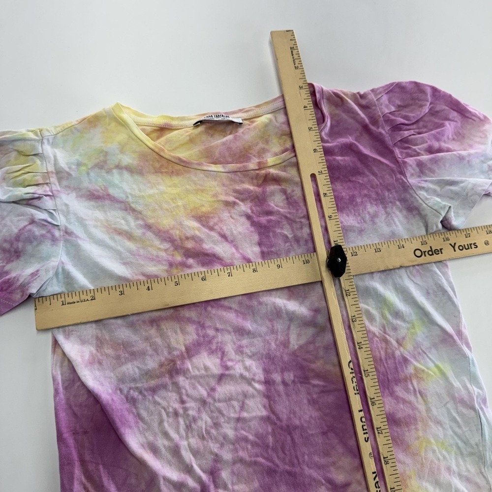 Zara Shirt Womens Medium Purple Tie Dye Puff Sleeve Boho Festival - Picture 7 of 8